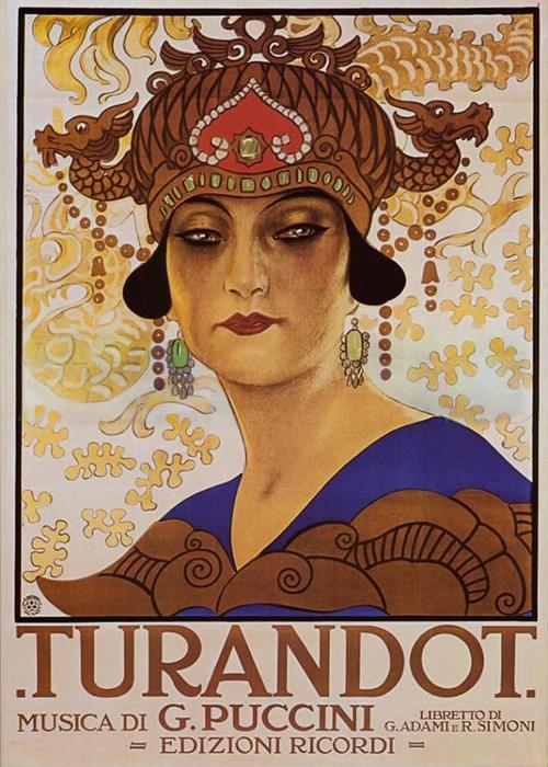 Locandina dell'opera Turandot di Puccini per il debutto alla Scala nel 1926