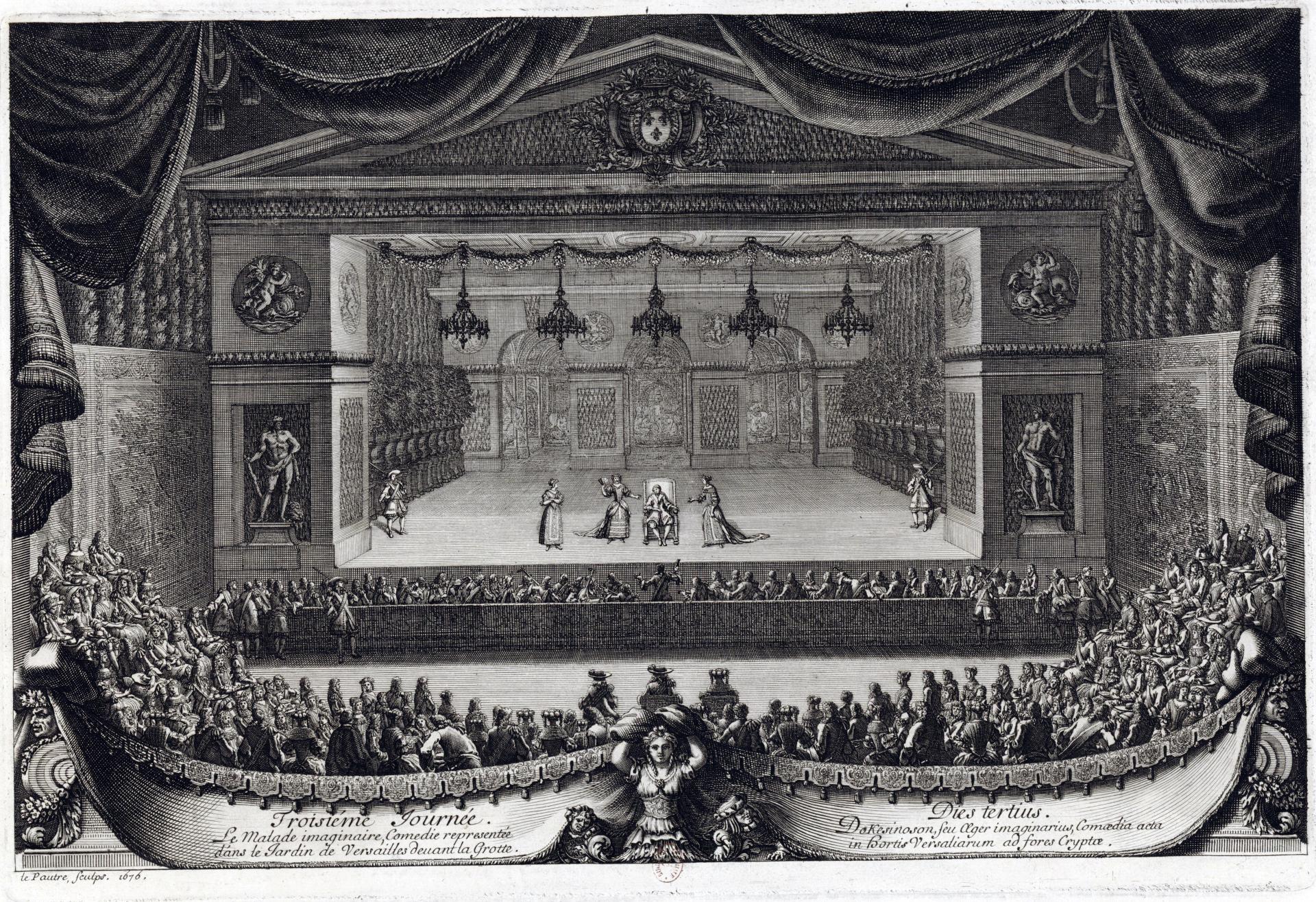 Rappresentazione a Versailles nel 1674, in presenza di Luigi xiv, della commedia  Il malato immaginario di Molière